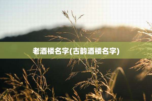 老酒楼名字(古韵酒楼名字)