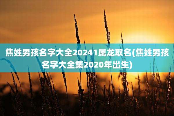 焦姓男孩名字大全20241属龙取名(焦姓男孩名字大全集2020年出生)