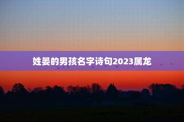姓晏的男孩名字诗句2023属龙