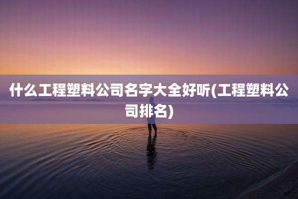 什么工程塑料公司名字大全好听(工程塑料公司排名)