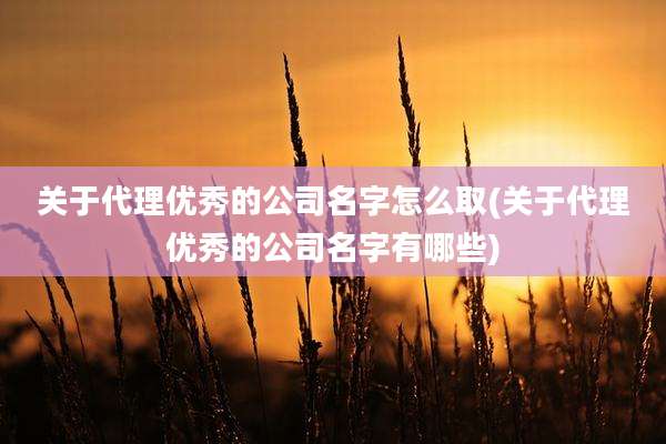 关于代理优秀的公司名字怎么取(关于代理优秀的公司名字有哪些)