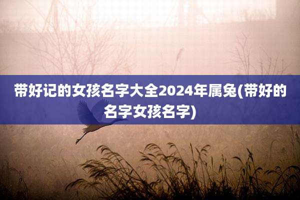 带好记的女孩名字大全2024年属兔(带好的名字女孩名字)