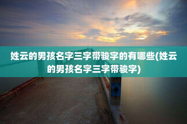 姓云的男孩名字三字带骏字的有哪些(姓云的男孩名字三字带骏字)