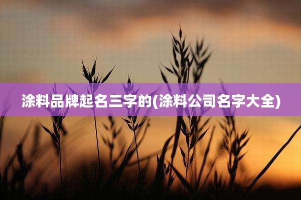 涂料品牌起名三字的(涂料公司名字大全)