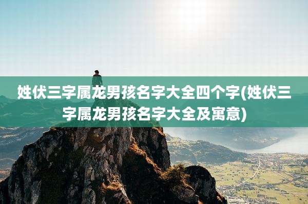 姓伏三字属龙男孩名字大全四个字(姓伏三字属龙男孩名字大全及寓意)