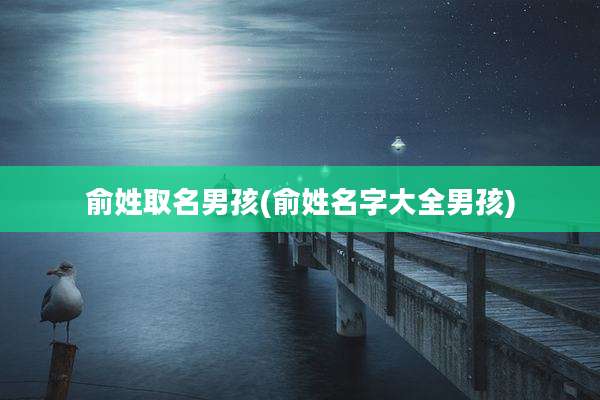 俞姓取名男孩(俞姓名字大全男孩)
