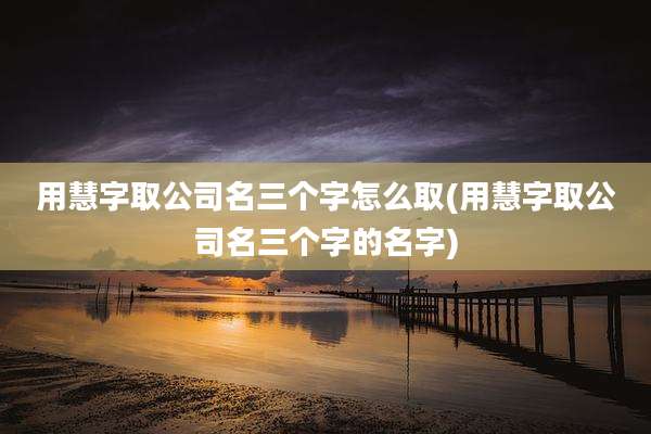 用慧字取公司名三个字怎么取(用慧字取公司名三个字的名字)