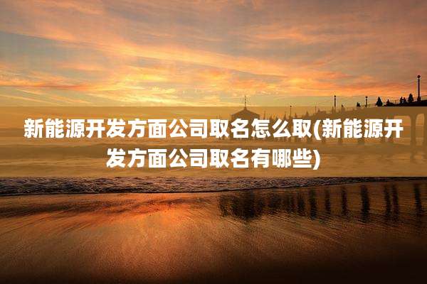 新能源开发方面公司取名怎么取(新能源开发方面公司取名有哪些)
