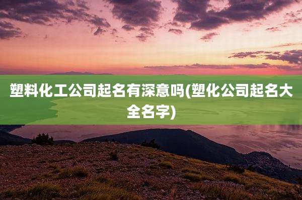 塑料化工公司起名有深意吗(塑化公司起名大全名字)