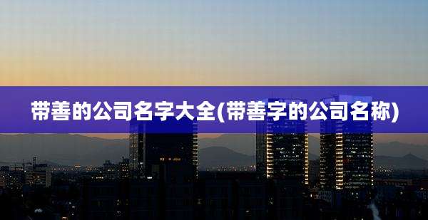 带善的公司名字大全(带善字的公司名称)