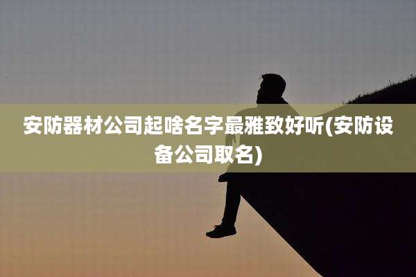 安防器材公司起啥名字最雅致好听(安防设备公司取名)