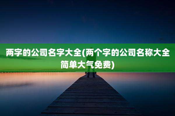 两字的公司名字大全(两个字的公司名称大全简单大气免费)