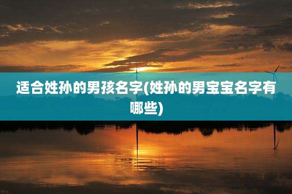 适合姓孙的男孩名字(姓孙的男宝宝名字有哪些)