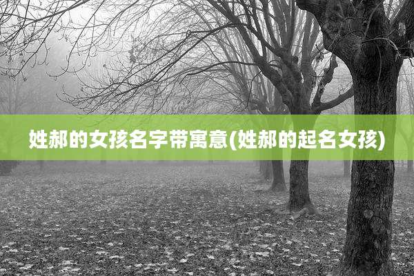 姓郝的女孩名字带寓意(姓郝的起名女孩)
