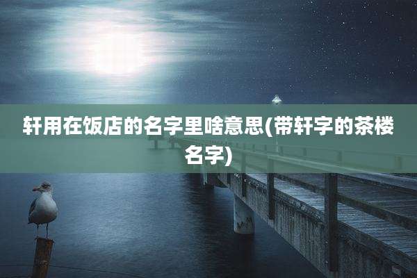 轩用在饭店的名字里啥意思(带轩字的茶楼名字)