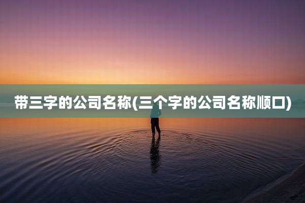 带三字的公司名称(三个字的公司名称顺口)