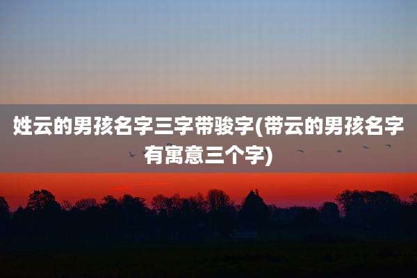 姓云的男孩名字三字带骏字(带云的男孩名字有寓意三个字)