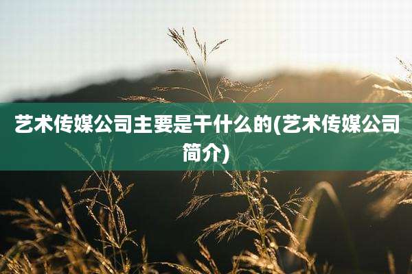 艺术传媒公司主要是干什么的(艺术传媒公司简介)