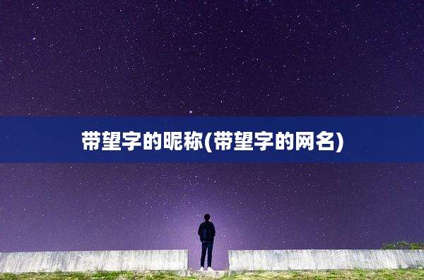 带望字的昵称(带望字的网名)