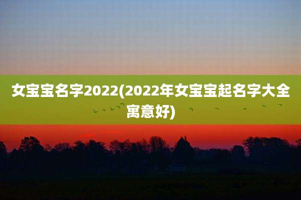 女宝宝名字2022(2022年女宝宝起名字大全寓意好)