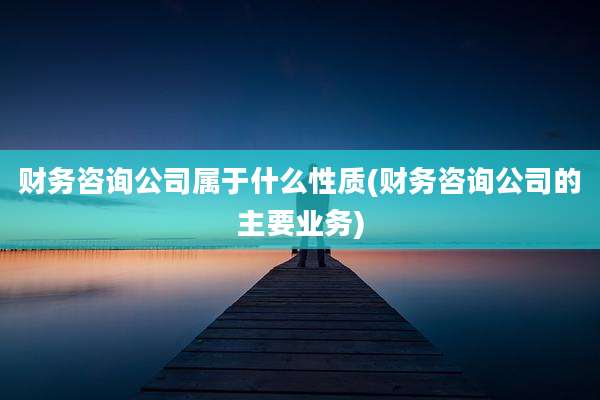 财务咨询公司属于什么性质(财务咨询公司的主要业务)
