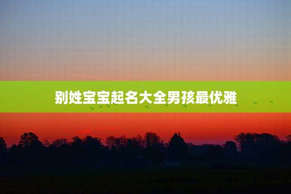 别姓宝宝起名大全男孩最优雅