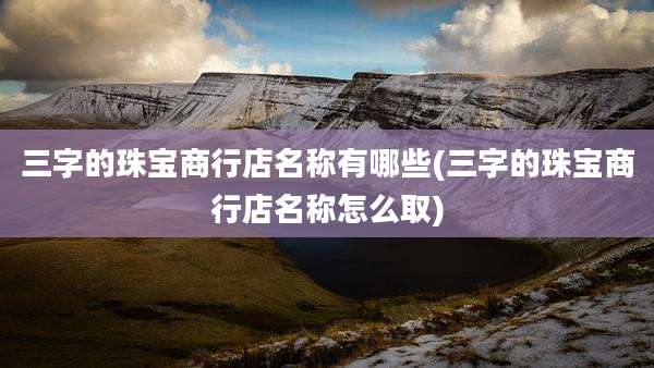 三字的珠宝商行店名称有哪些(三字的珠宝商行店名称怎么取)