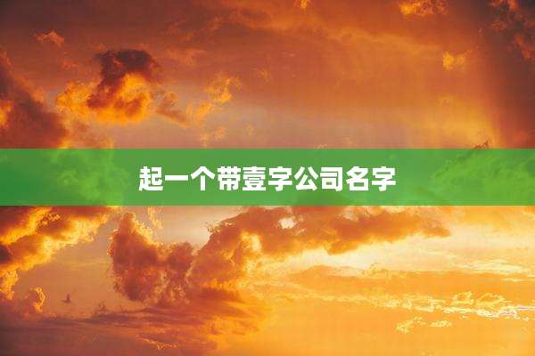 起一个带壹字公司名字