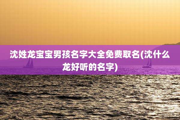 沈姓龙宝宝男孩名字大全免费取名(沈什么龙好听的名字)