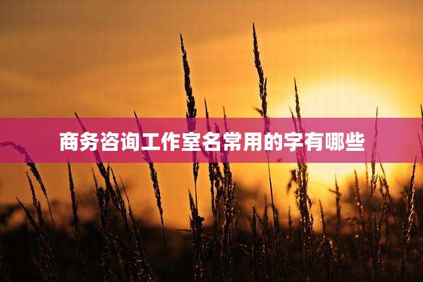 商务咨询工作室名常用的字有哪些