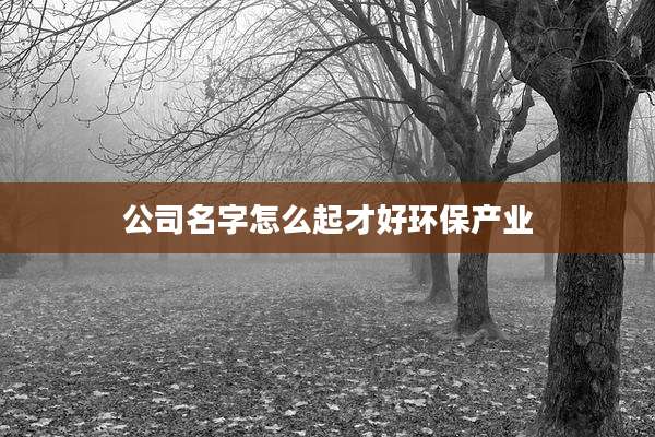 公司名字怎么起才好环保产业