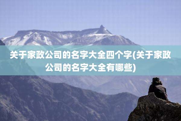 关于家政公司的名字大全四个字(关于家政公司的名字大全有哪些)