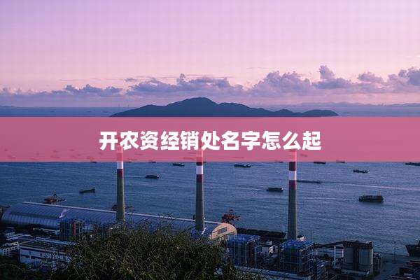 开农资经销处名字怎么起