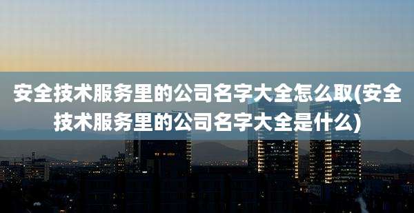 安全技术服务里的公司名字大全怎么取(安全技术服务里的公司名字大全是什么)