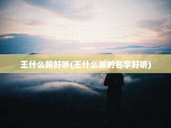 王什么翰好听(王什么瀚的名字好听)