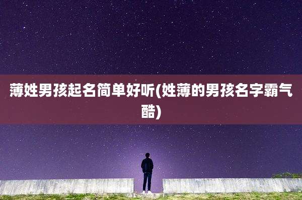 薄姓男孩起名简单好听(姓薄的男孩名字霸气酷)