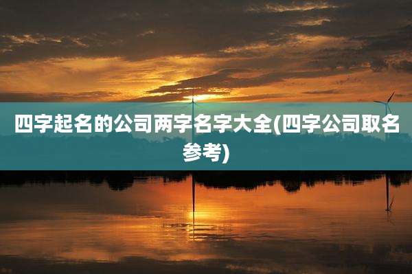 四字起名的公司两字名字大全(四字公司取名参考)