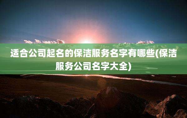 适合公司起名的保洁服务名字有哪些(保洁服务公司名字大全)