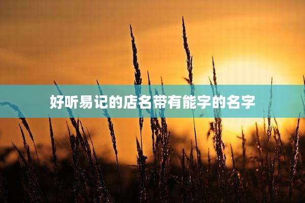 好听易记的店名带有能字的名字