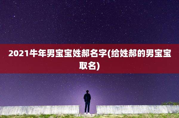 2021牛年男宝宝姓郝名字(给姓郝的男宝宝取名)
