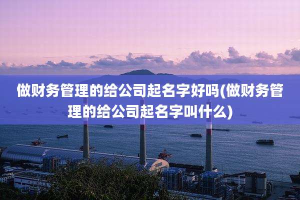 做财务管理的给公司起名字好吗(做财务管理的给公司起名字叫什么)