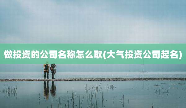 做投资的公司名称怎么取(大气投资公司起名)
