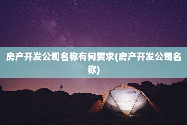 房产开发公司名称有何要求(房产开发公司名称)