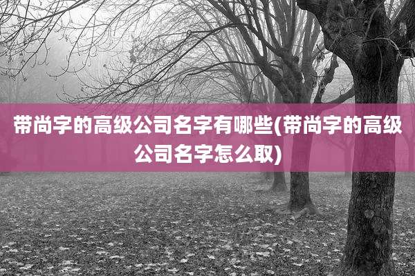 带尚字的高级公司名字有哪些(带尚字的高级公司名字怎么取)