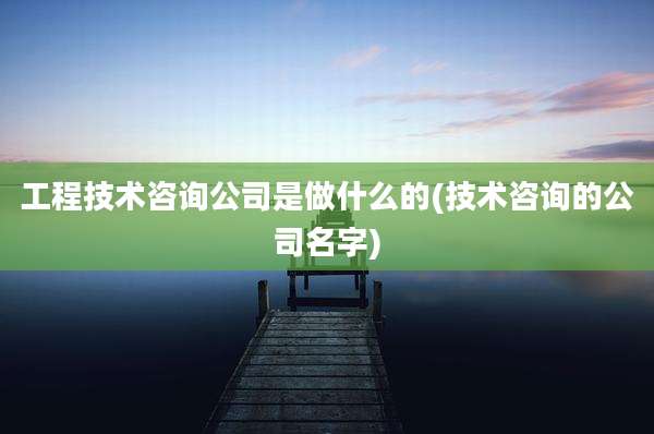 工程技术咨询公司是做什么的(技术咨询的公司名字)