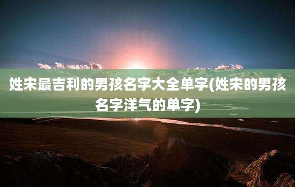 姓宋最吉利的男孩名字大全单字(姓宋的男孩名字洋气的单字)
