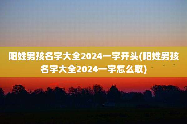 阳姓男孩名字大全2024一字开头(阳姓男孩名字大全2024一字怎么取)