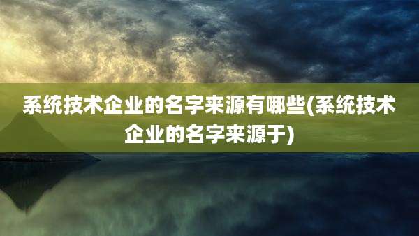 系统技术企业的名字来源有哪些(系统技术企业的名字来源于)