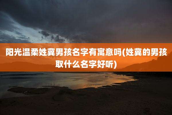阳光温柔姓冀男孩名字有寓意吗(姓冀的男孩取什么名字好听)