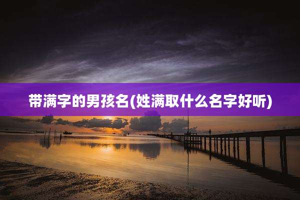 带满字的男孩名(姓满取什么名字好听)
